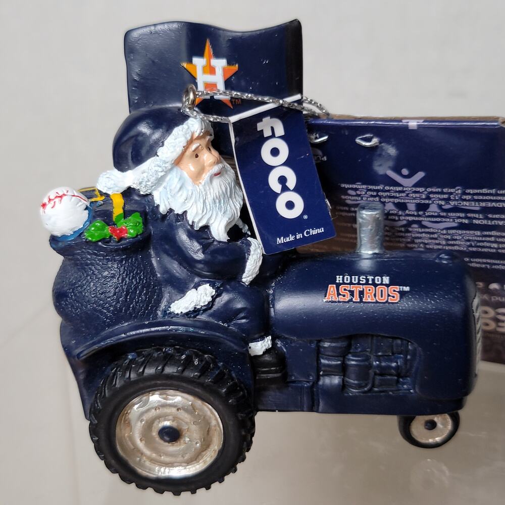 MLB Houston Astros Christmas Ornament Santa on a Tractor - NWT